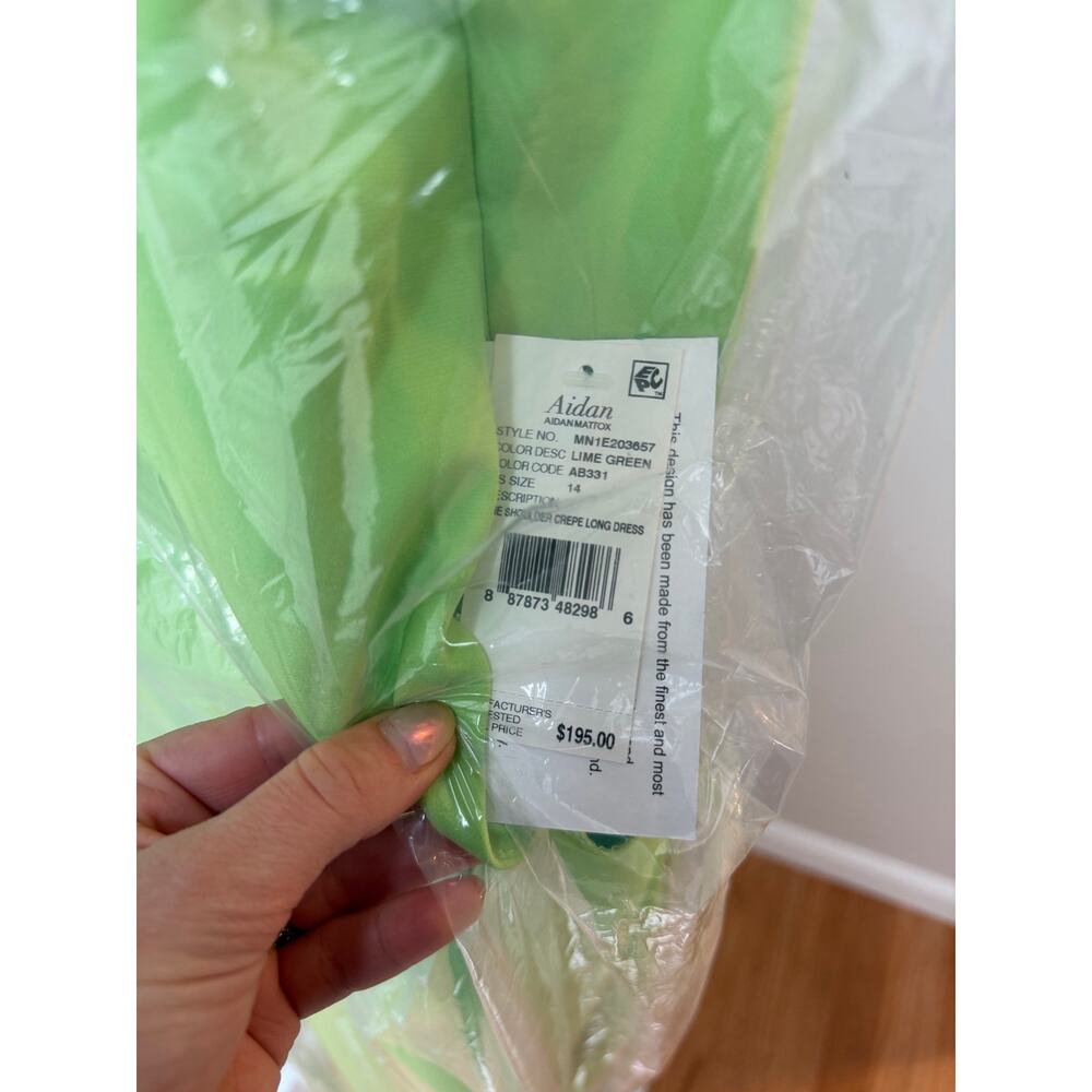 Aidan Mattox Lime Green One-Shoulder Maxi Dress - Picture 7 of 9